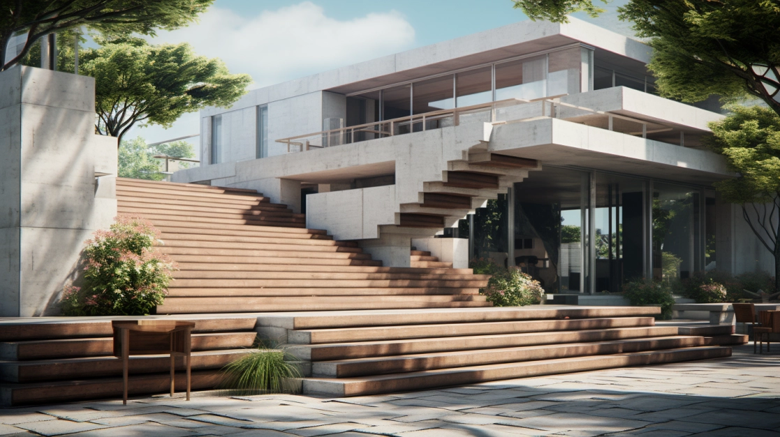 Construcción de escaleras exteriores cemento