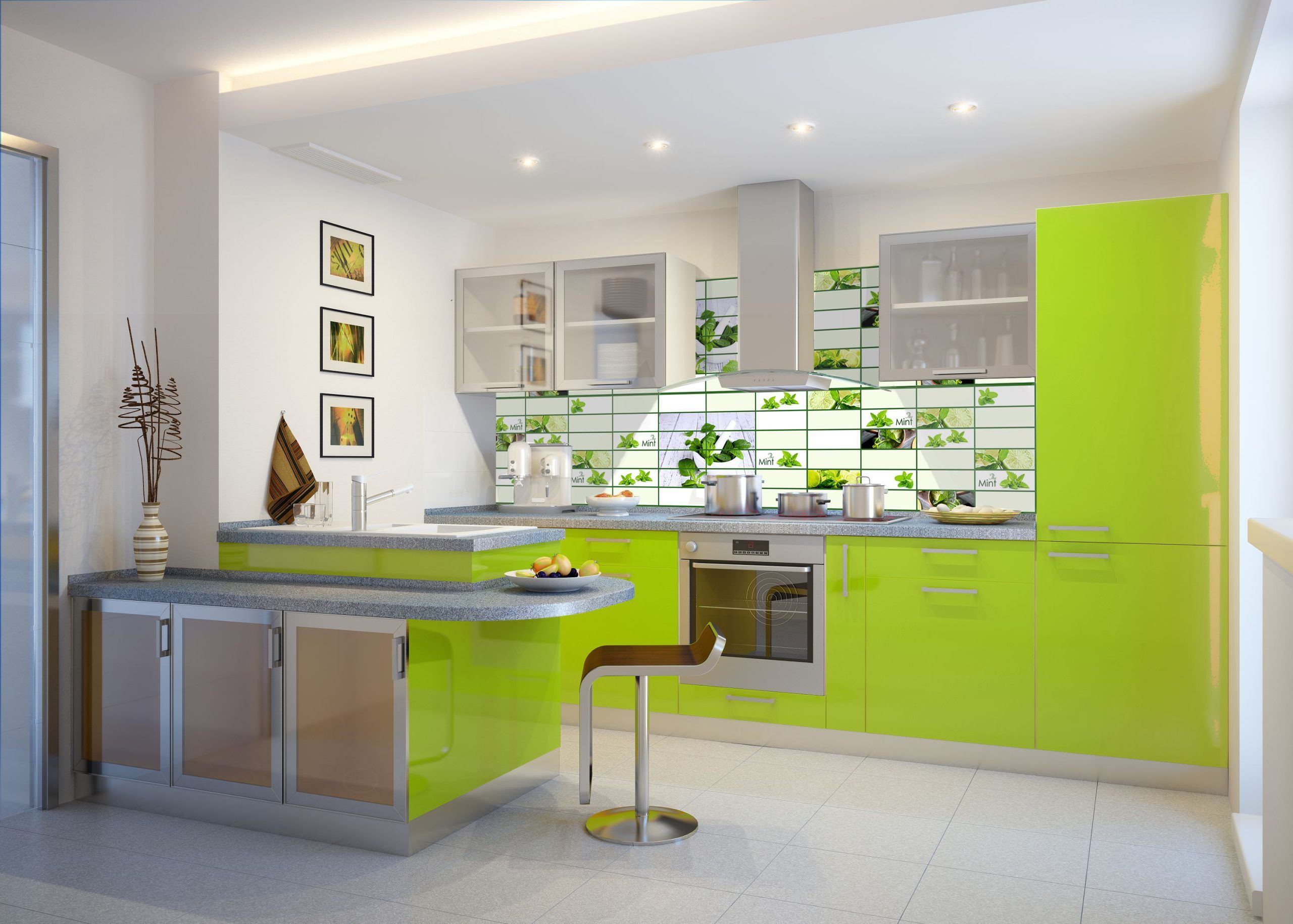 cocina color pistacho