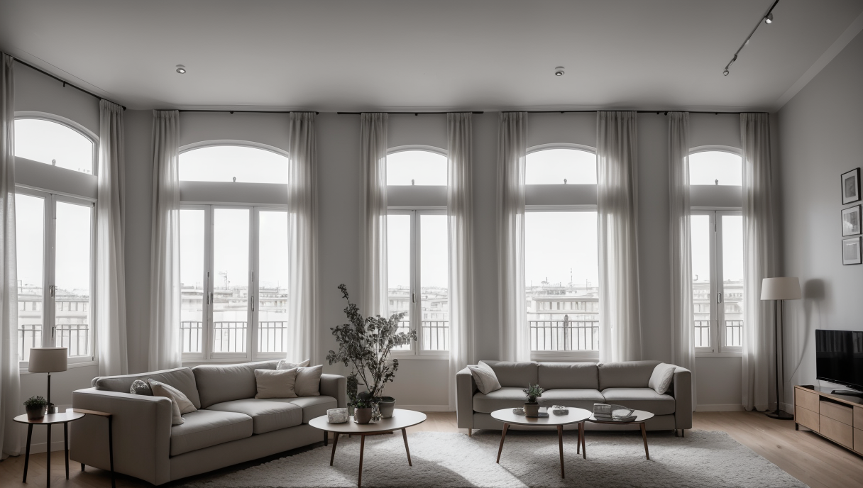 tendencias diseño interiores vivienda en Madrid con grandes ventanales