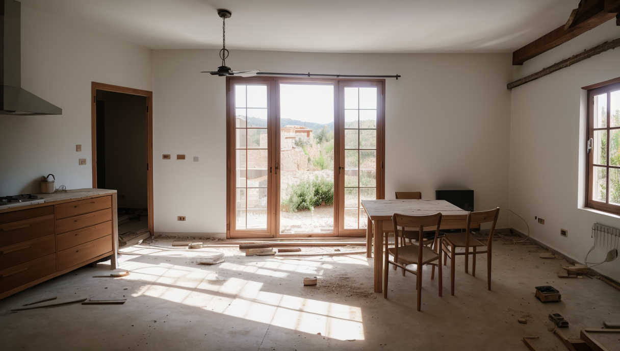 Trabajadores realizando una reforma de vivienda con materiales modernos