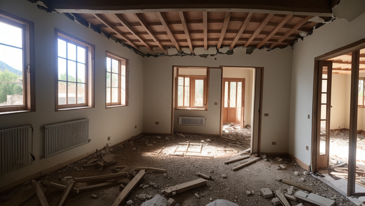 Detalle de la fase de demolición y preparación durante una reforma integral