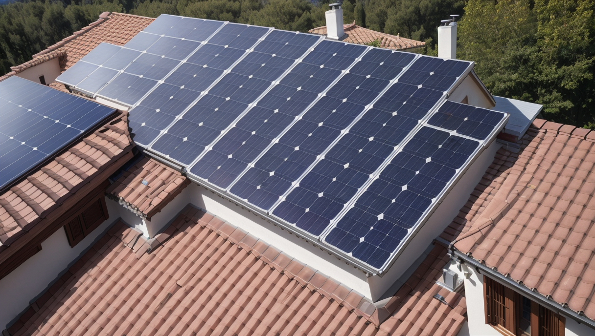 Placas solares instaladas en el techo de una vivienda