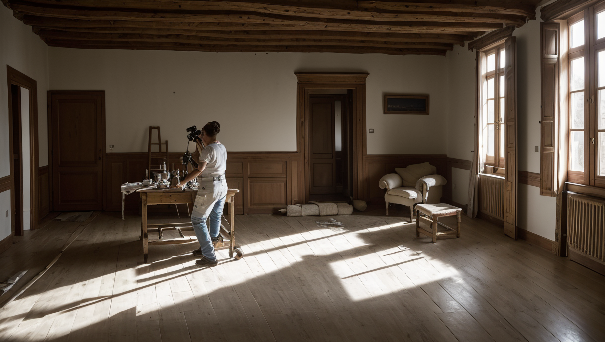 pintor trabajando en una habitación