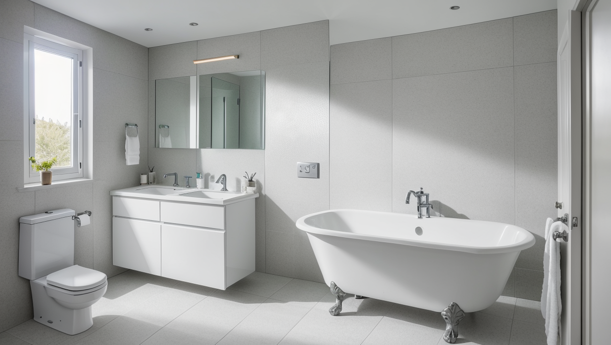 baño renovado con accesorios modernos