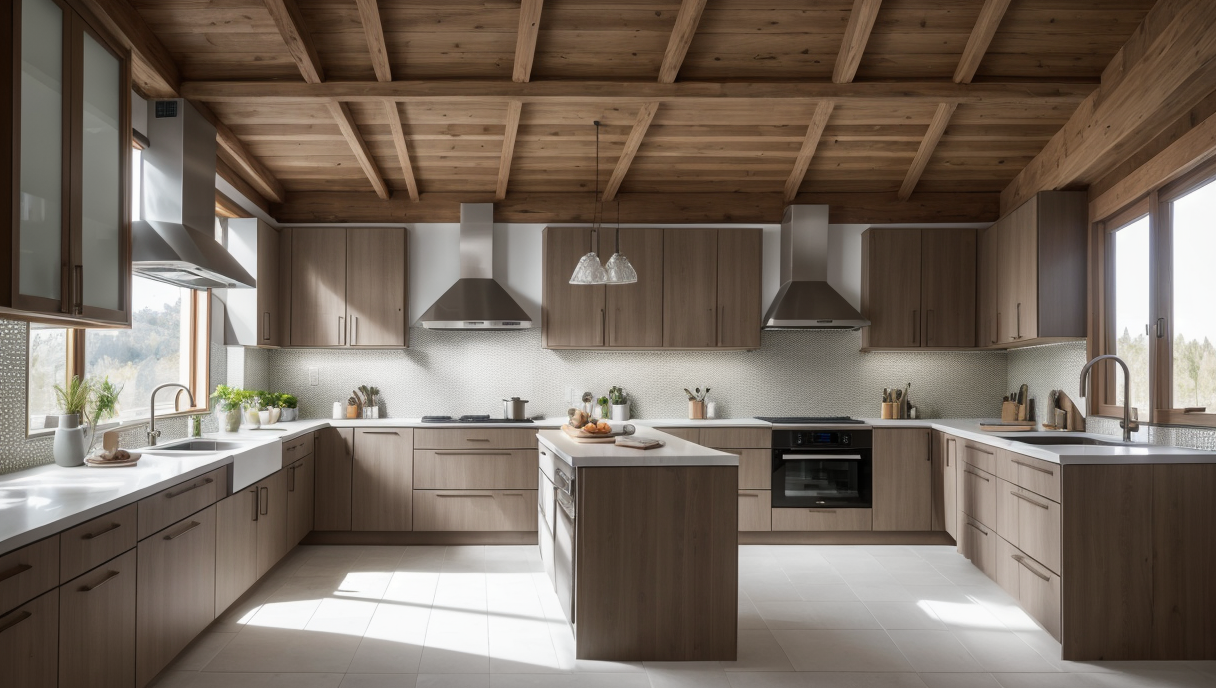 Reforma de cocina moderna con materiales sostenibles