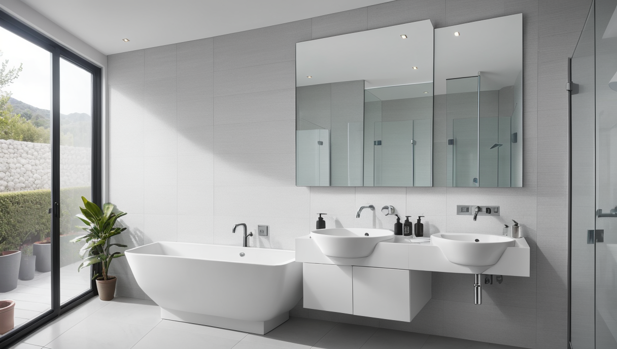 Baño renovado con acabados elegantes
