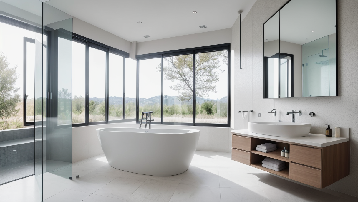 Baño moderno con elementos de bienestar