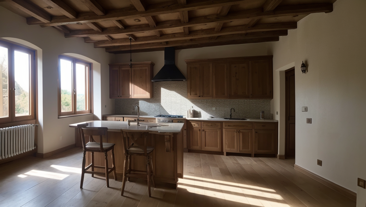 Trabajadores realizando una reforma vivienda en un pueblo pequeño