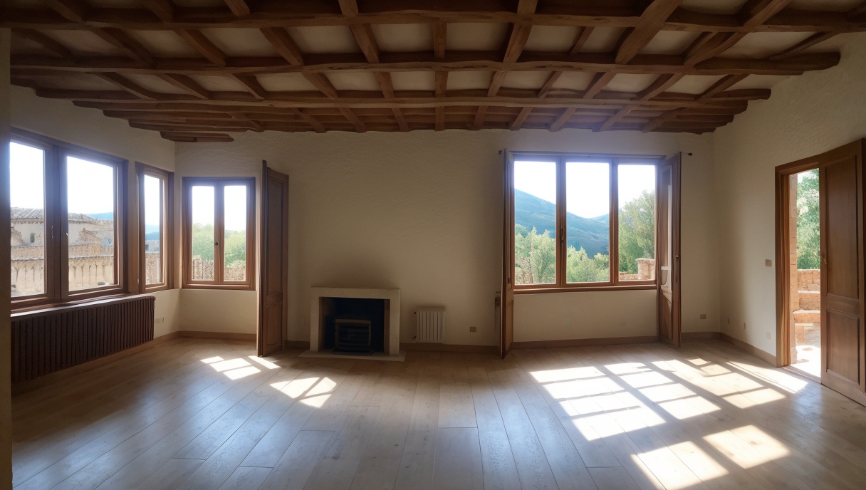 Interior modernizado de una vivienda antigua