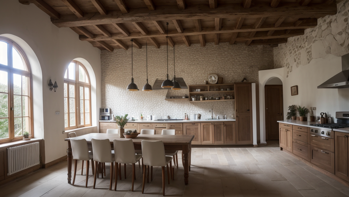 Ejemplo de cocina futurista con tecnologías emergentes