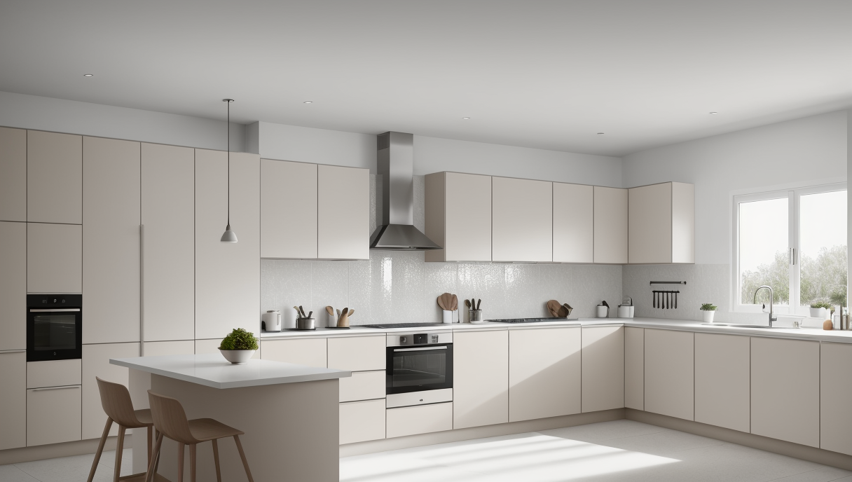 Cocina minimalista con diseño sencillo y colores neutros