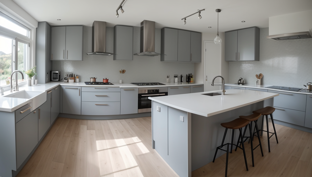 cocina moderna con características inteligentes