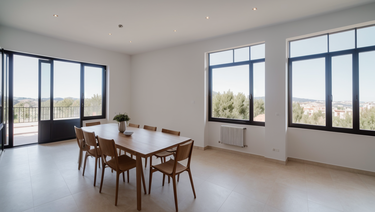 Vivienda completamente reformada con acabados modernos y grandes ventanales