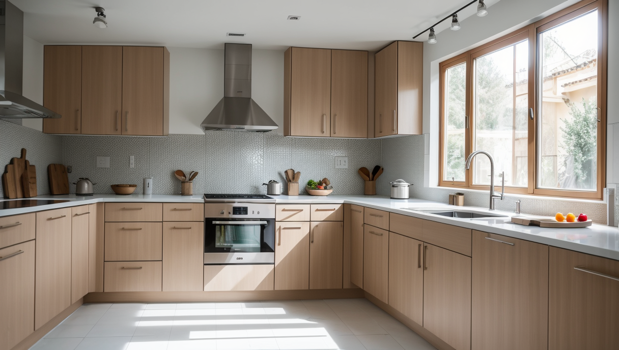 Detalle de una cocina moderna en proceso de renovación