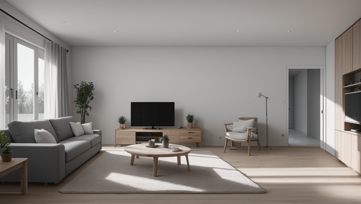 Casa inteligente con tecnología integrada en la sala de estar