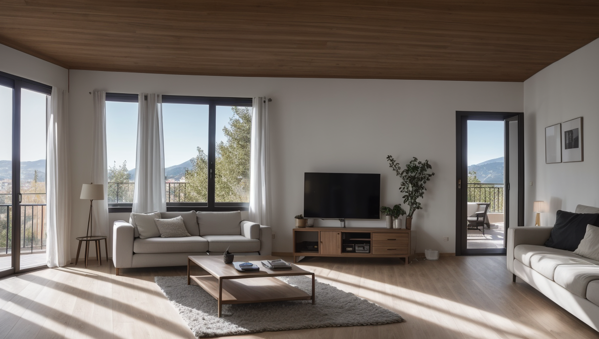 Casa inteligente con tecnología integrada en el salón