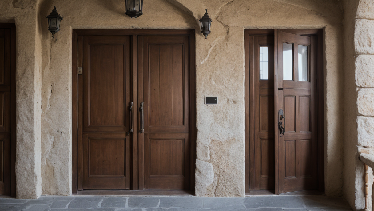 Puerta accesible con apertura amplia y manillas de palanca