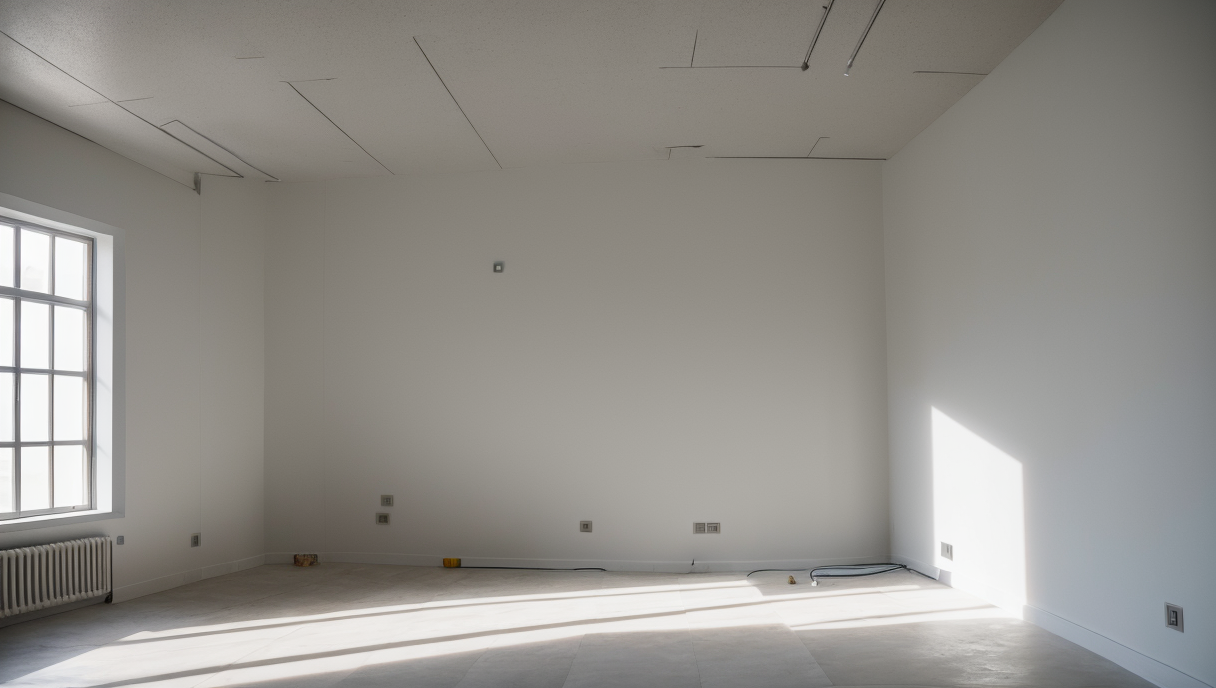 imagen detallada de paredes de pladur en construcción