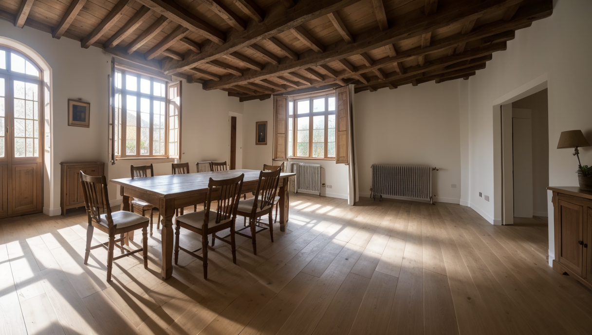 una escena detallada de la renovación de una cocina