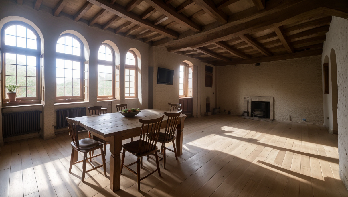 una casa antigua reformada con elementos modernos