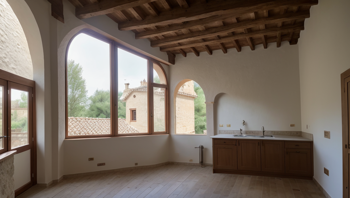 una casa moderna con paneles solares en su techo