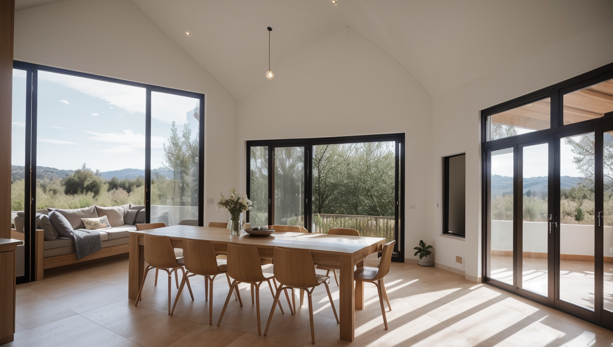 vivienda moderna con paneles solares
