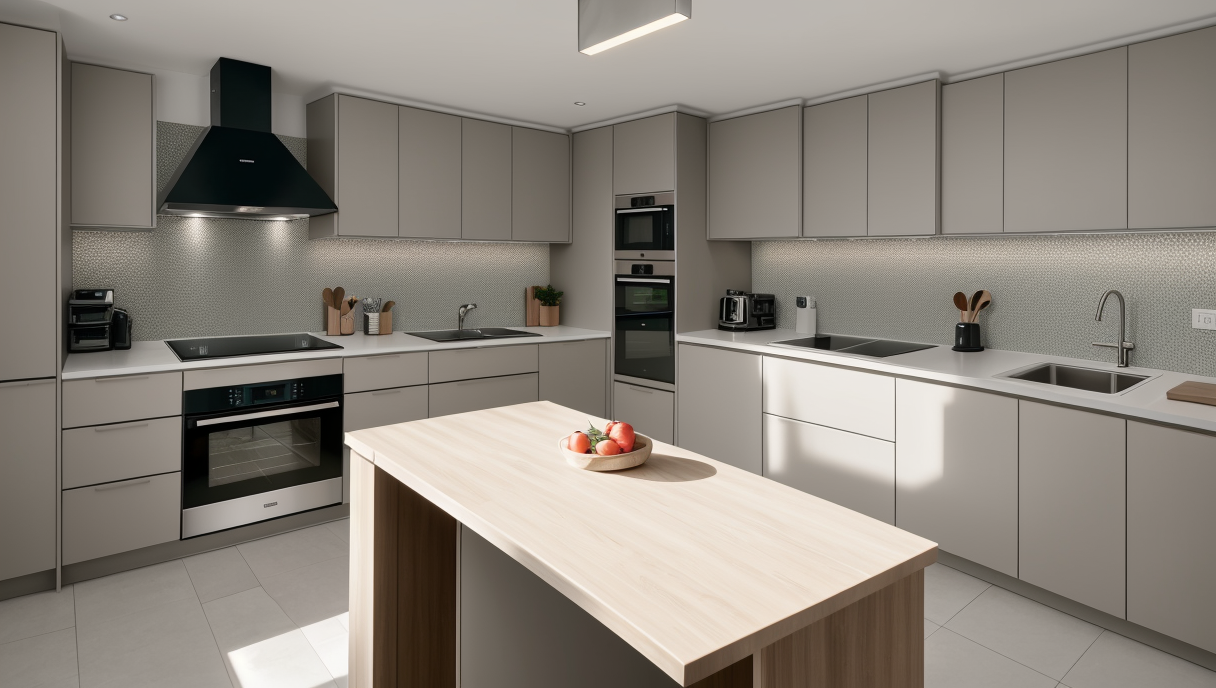 Cocina moderna con electrodomésticos integrados