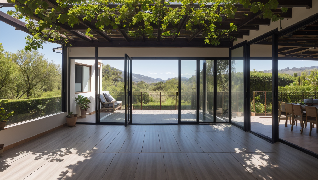casa renovada con paneles solares en techo y vegetación alrededor