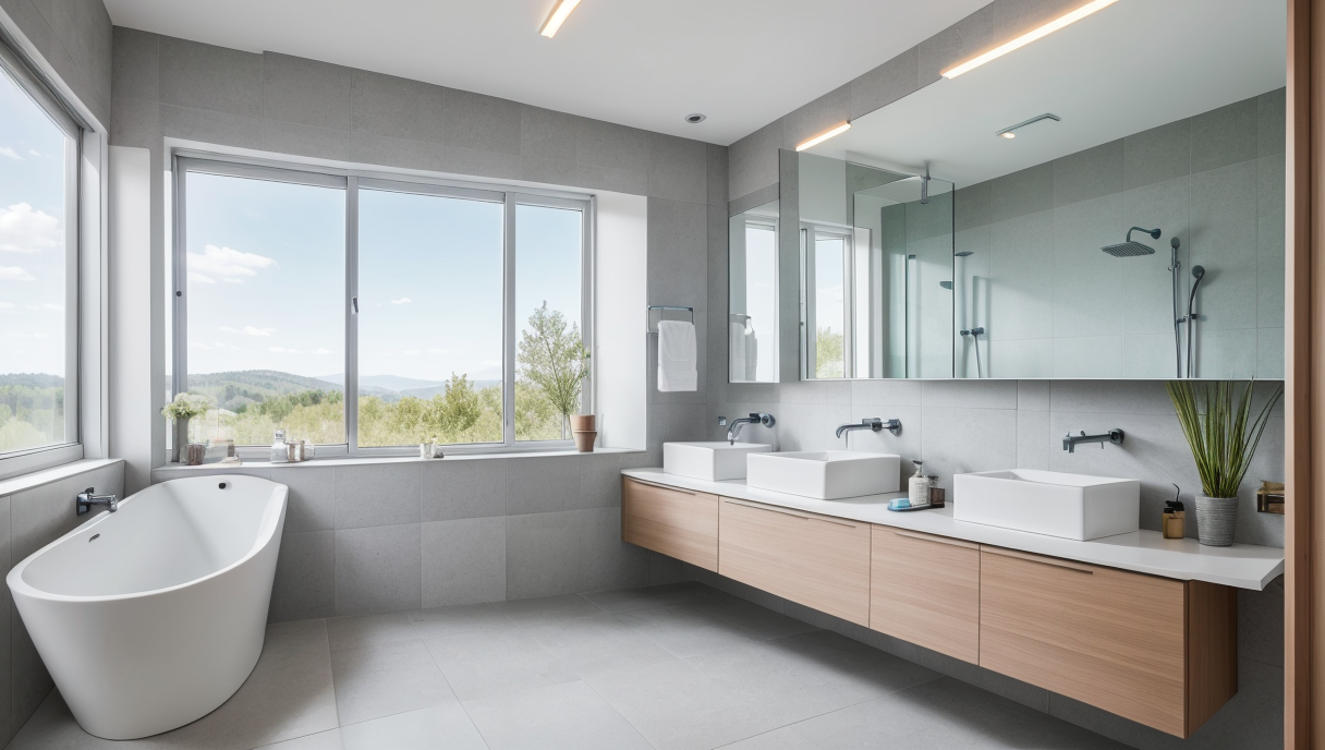 baño moderno con accesorios de fontanería eficientes