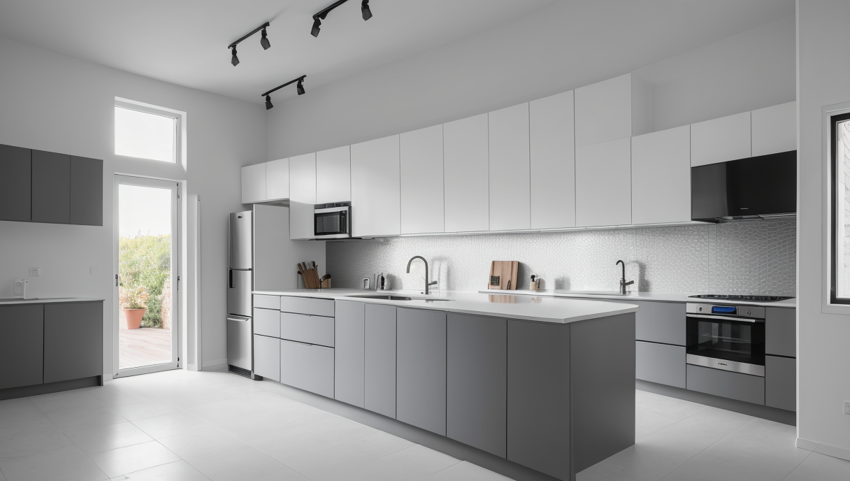 cocina reformada con electrodomésticos modernos y diseño minimalista