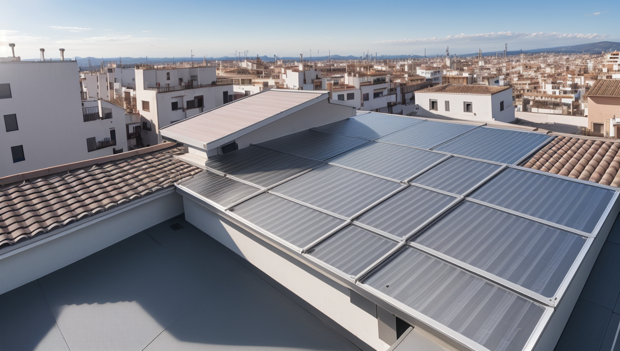 Instalación de placas solares en un techo residencial