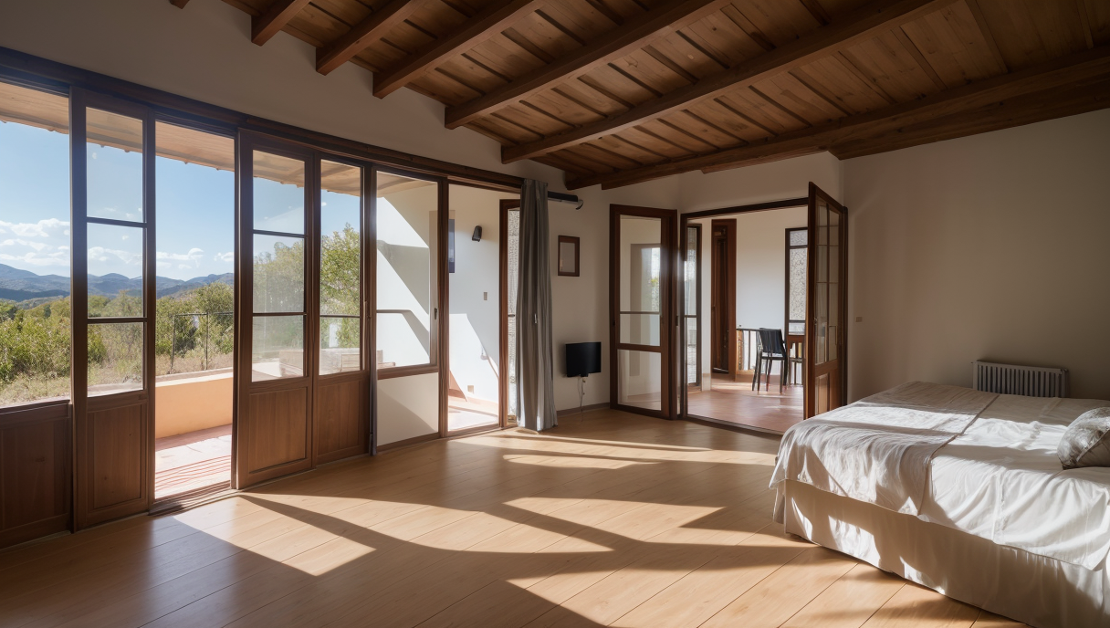 Casa con placas solares generando electricidad