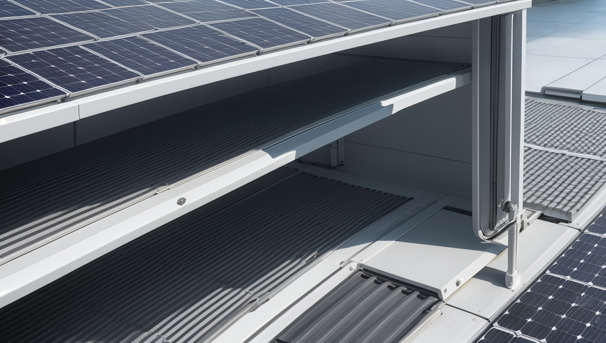 Detalle de las placas solares instaladas en un tejado