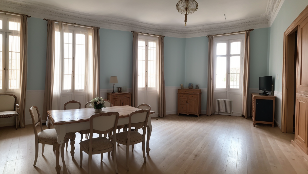 sala recién pintada con muebles