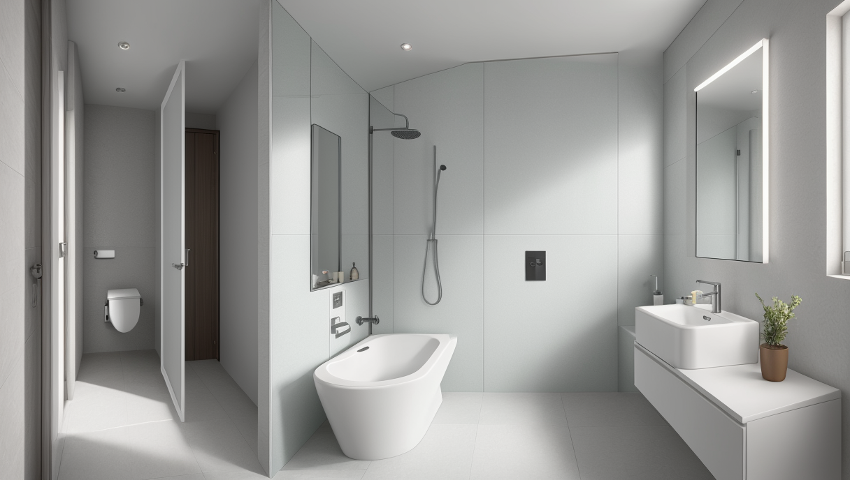 soluciones de almacenamiento vertical en un baño pequeño