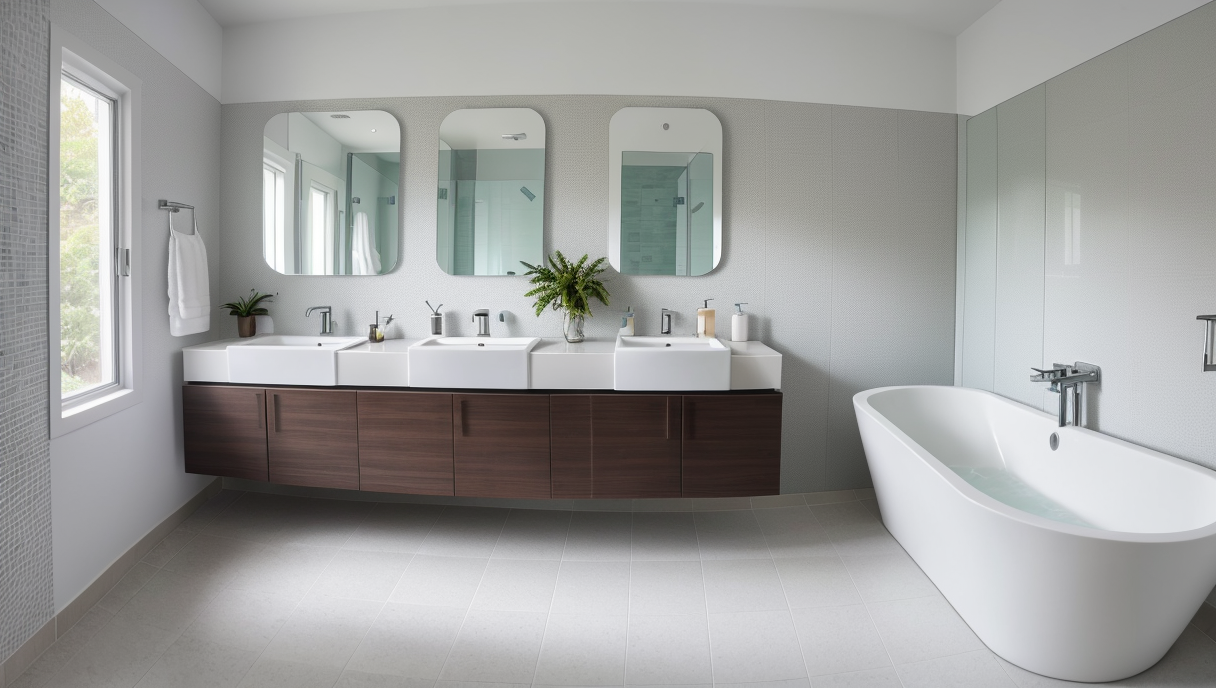 imagen de baño renovado con grifería y acabados modernos