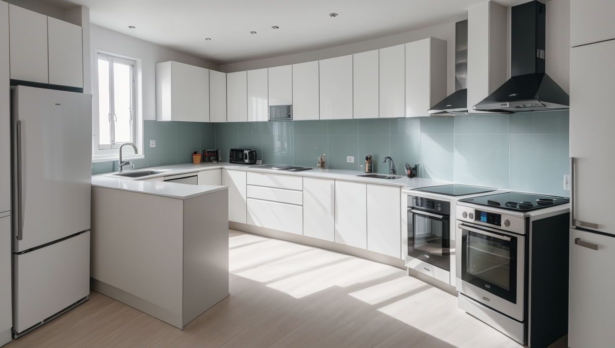 Imagen de un apartamento renovado con electrodomésticos modernos