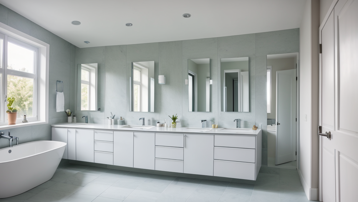 Imagen de un baño renovado con grifería moderna
