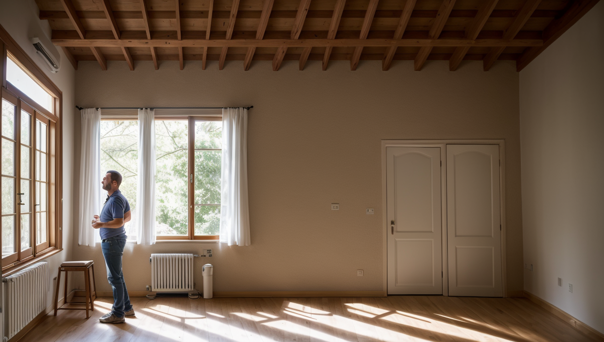 un propietario evalúa la eficiencia energética de su hogar