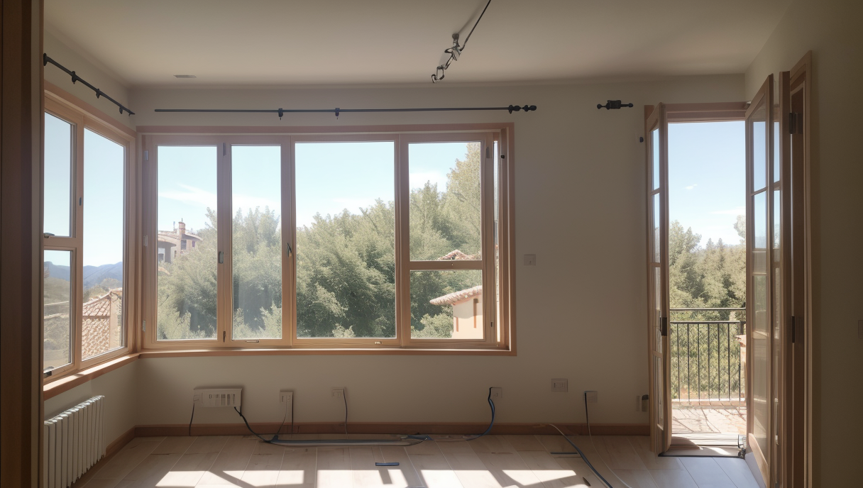 un contratista instalando ventanas eficientes en una casa