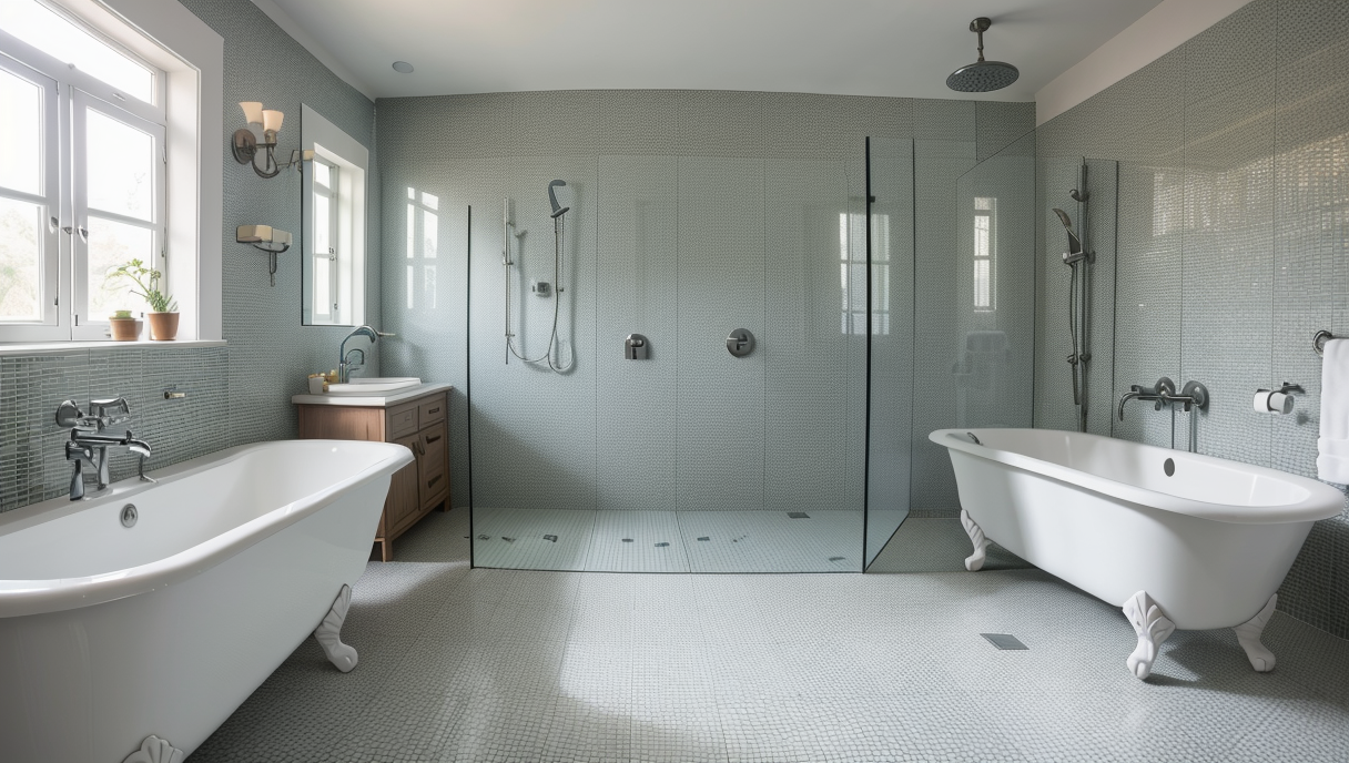 Imagen de un baño renovado con nuevos azulejos y accesorios