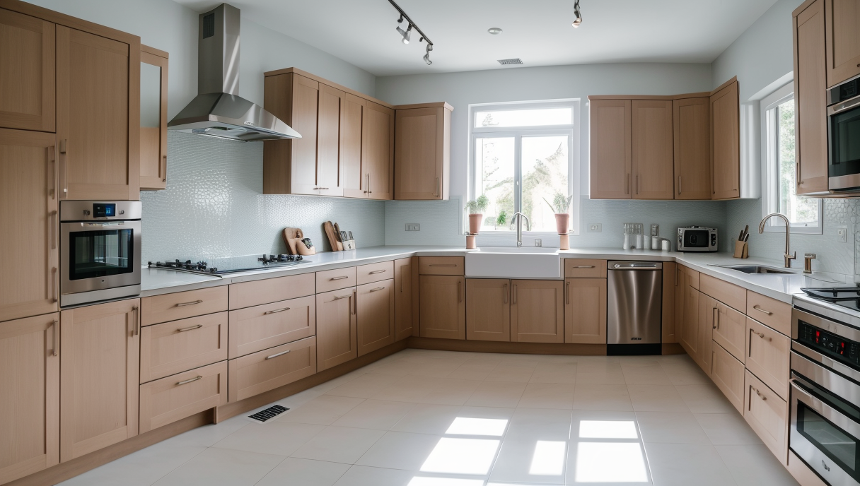 Vista detallada de una cocina renovada con nuevos electrodomésticos