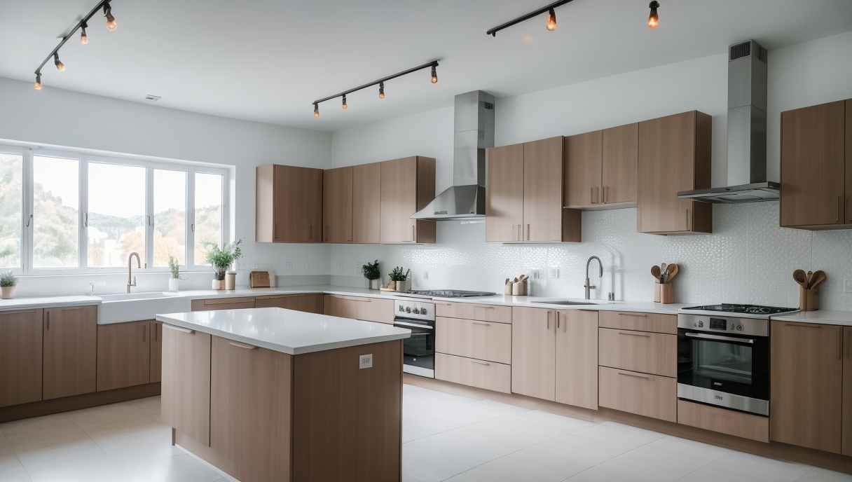 Cocina reformada con iluminación moderna