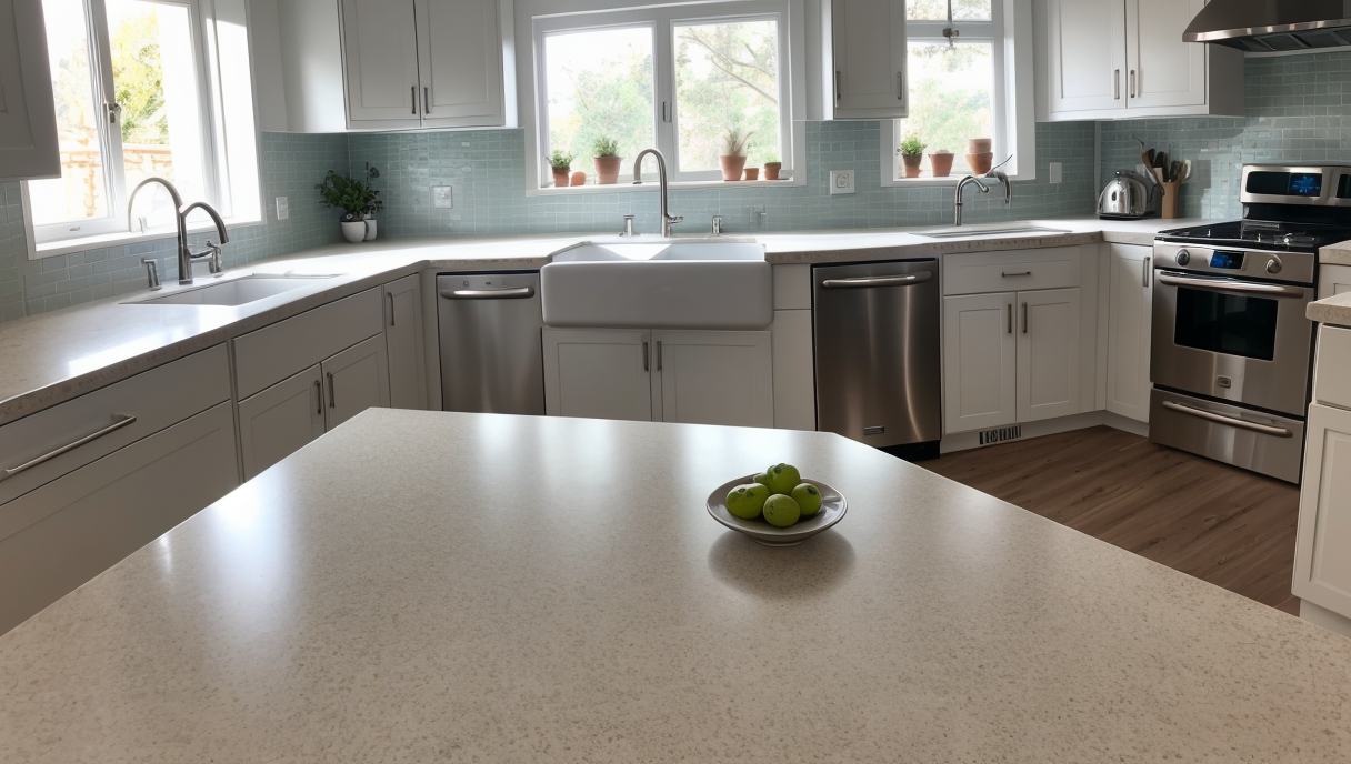 Imagen de un nuevo encimera de cocina recién instalada