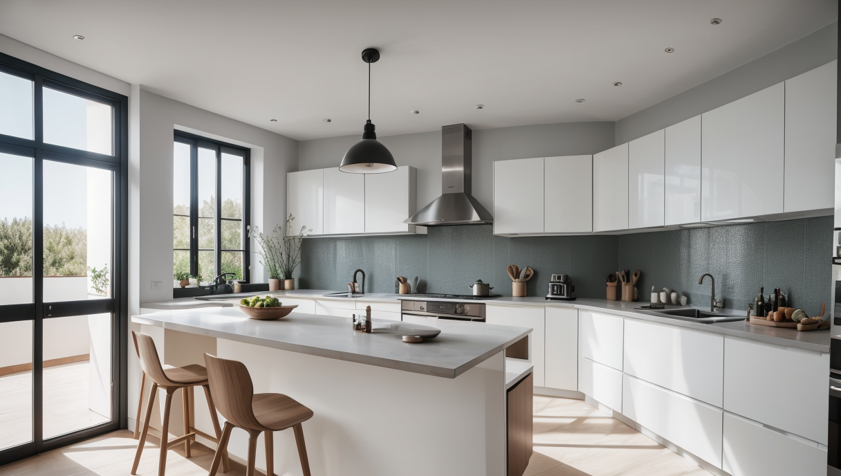 Cocina terminada con elementos de diseño moderno