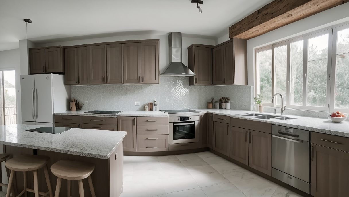 Cocina moderna con encimera de granito
