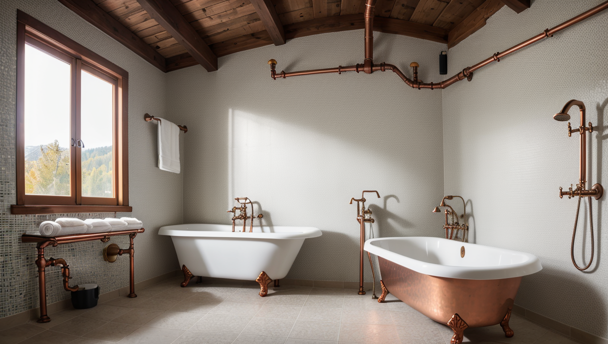 Baño reformado con tuberías de cobre