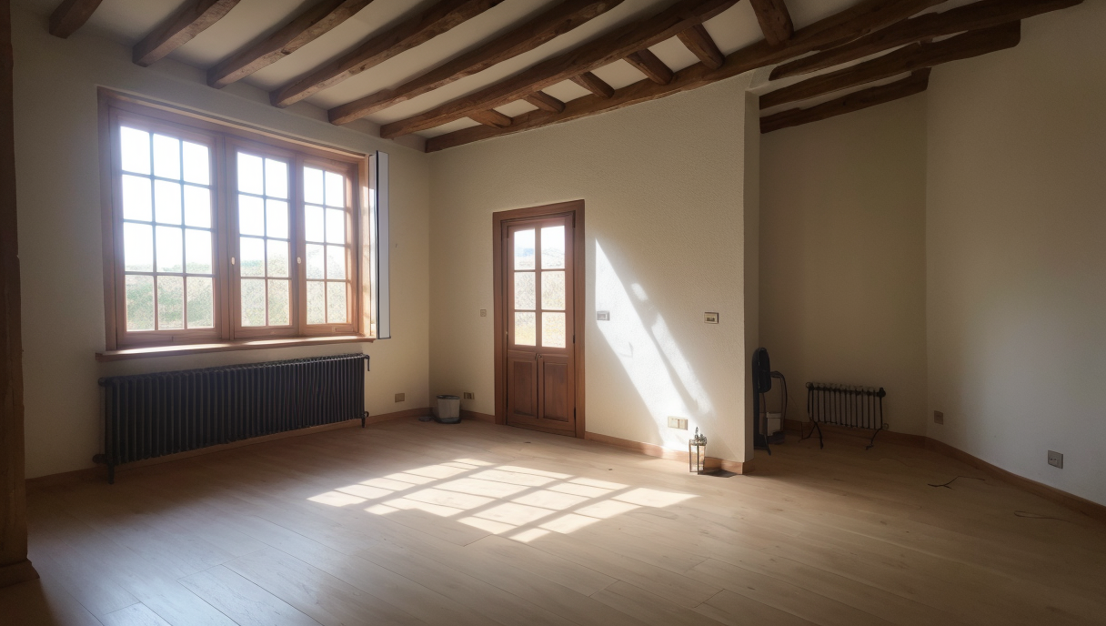 Una vivienda en reforma utilizando materiales sostenibles como madera FSC