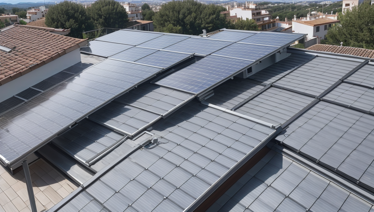 Fachada de una vivienda con placas solares instaladas