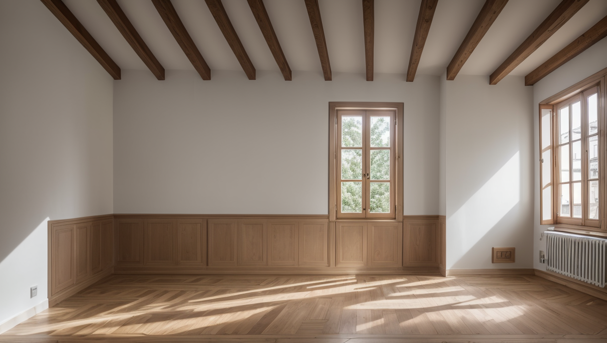 escena de renovación con piso de parquet